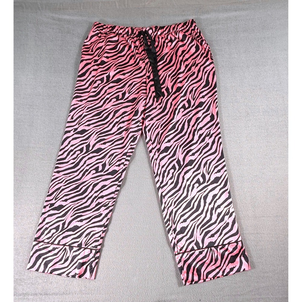 Victoria's Secret Zebra Print Pajama Set Pink Black Button Top Pants XL Comfort - Picture 3 of 12